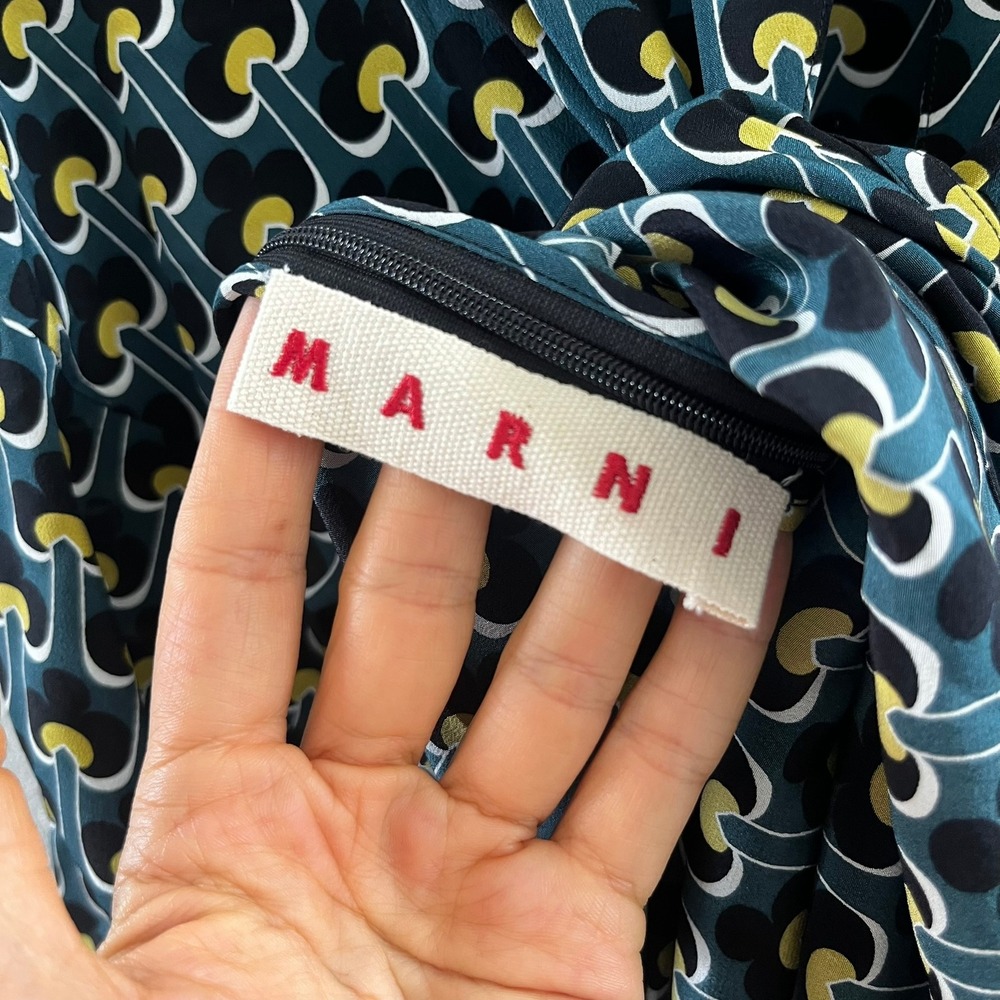 MARNI 100% Silk Geometric Print Midi Dress Size IT=40/ US=4 - Picture 9 of 12